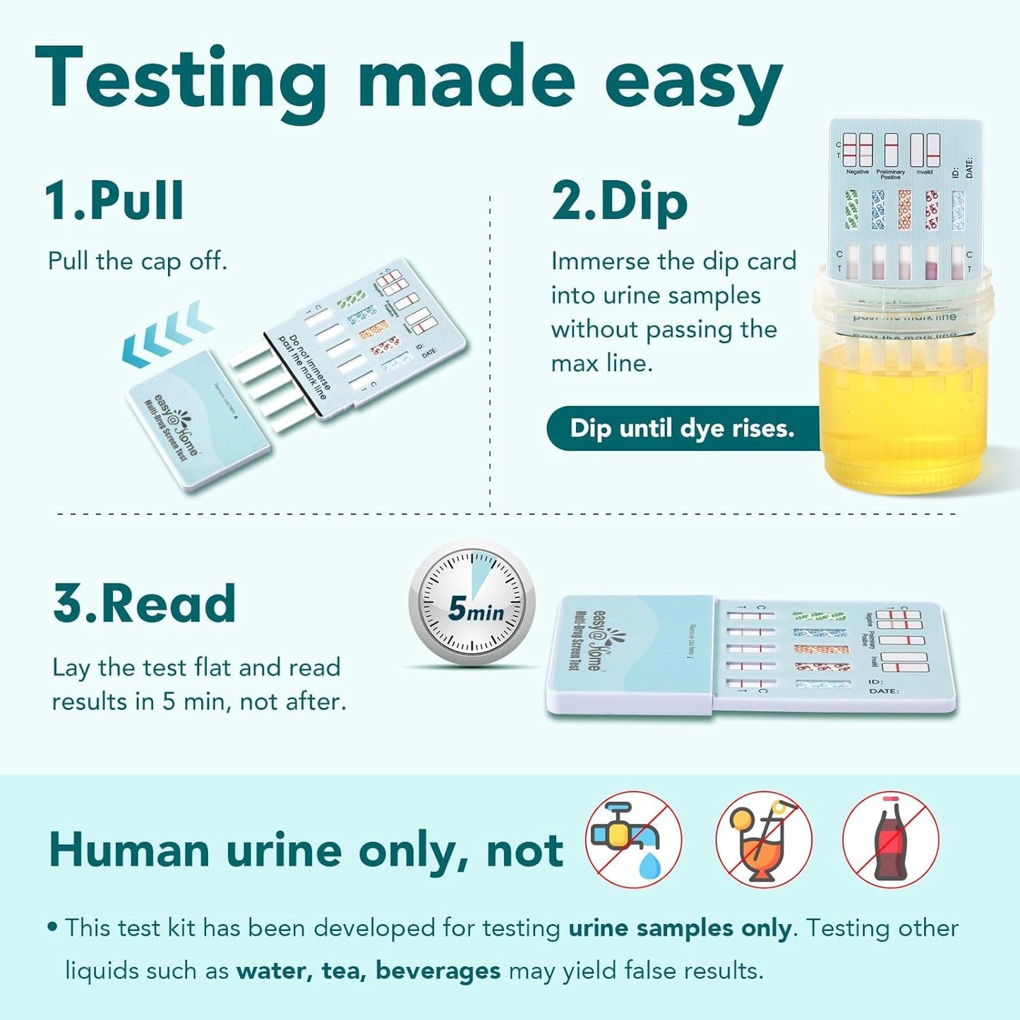 Multi-Drug Screen Test: at Home Drug Testing Kits 5 panels 5 pack